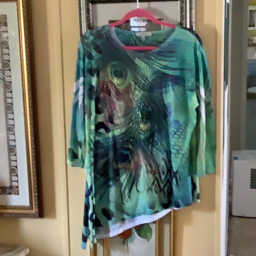Jess & Jane Top peacock stones green black orange extra large beautiful …